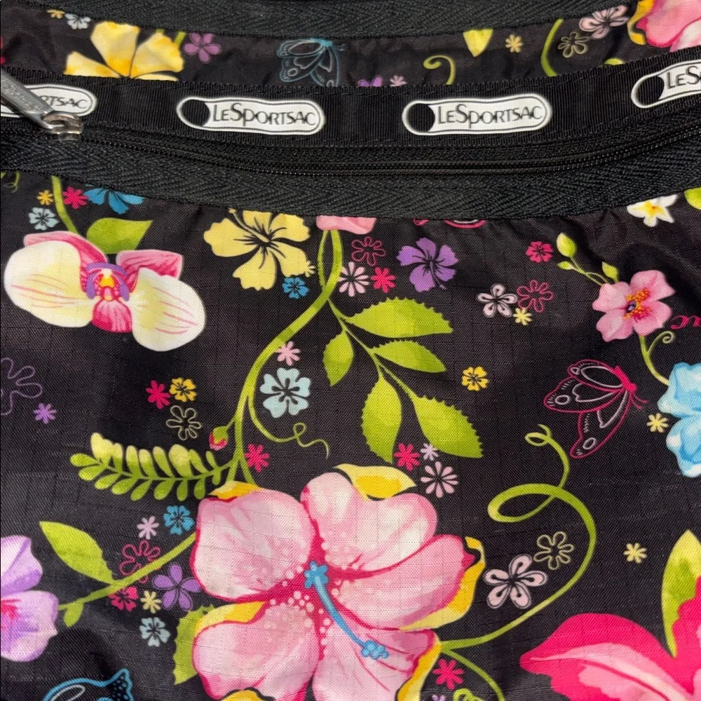 LeSportsac Black Floral Hobo Bag